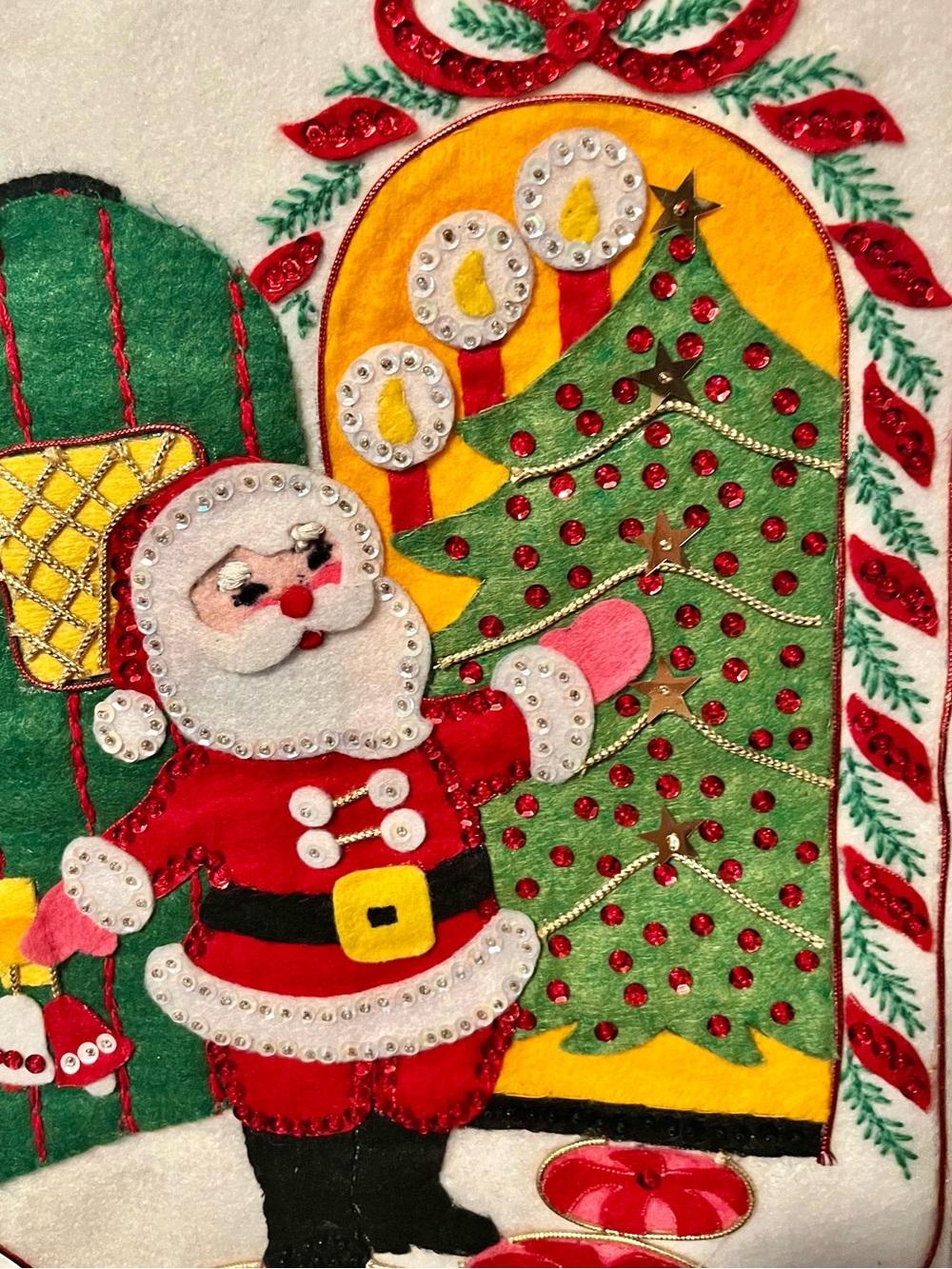Santa Welcome Banner Bucilla Embellished Felt Kit, #3411 Assembled - Picture 2 of 5